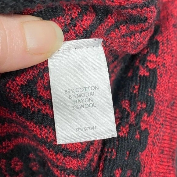 J. Jill Cotton Blend Embroidered Winter Print Red Crewneck Sweater Size Small - Picture 6 of 6